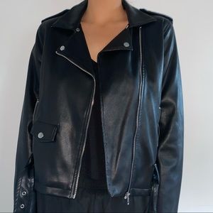 LULUS A Bit Dramatic Black Faux Fur Moto Jacket